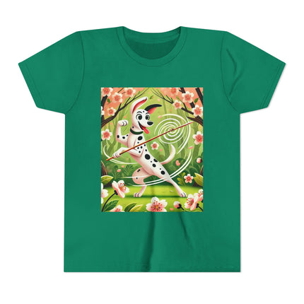 Dalmatian Dance in the Cherry Blossom Grove Youth Short Sleeve Tee