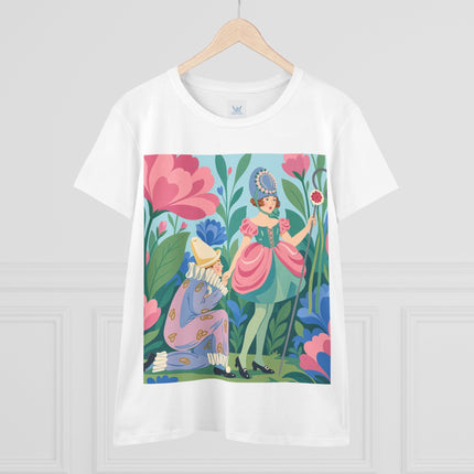 🌸🎭 The Garden Masquerade Cotton Tee – Art Deco Floral Whimsy