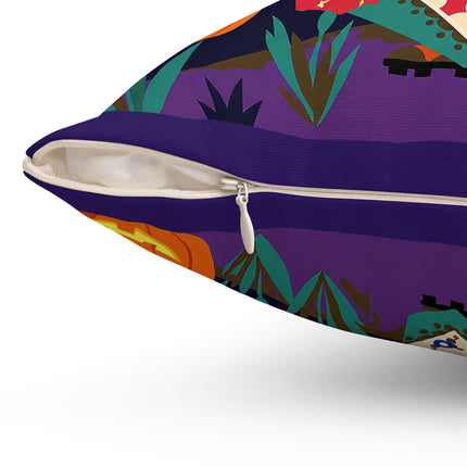 🌙🎃 The Moonlit Garden Masquerade Square Pillow – Floral Halloween Charm