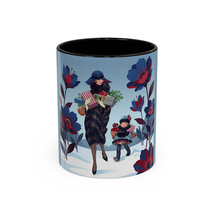 🎁🌺 The Christmas Gift Garden Stroll Colorful Mug – Art Deco Holiday Fantasy