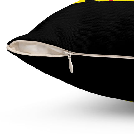 A Moment of Elegance: A Passionate Embrace Amidst Golden Splendor Spun Polyester Square Pillow