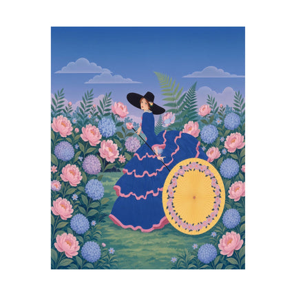 🌸☂️ The Lady Of The Flower Garden Parasol Matte Vertical Poster – Art Deco Botanical Elegance