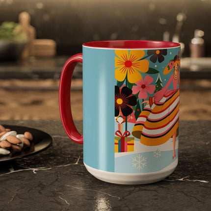 🌼🎄 The Christmas Blossom Belle Colorful Mug – Colorful Art Deco Holiday Fantasy