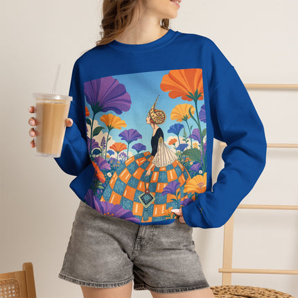 🌺🧡 The Lady Of The Golden Garden Crewneck Sweatshirt – Art Deco Fashion Fantasy