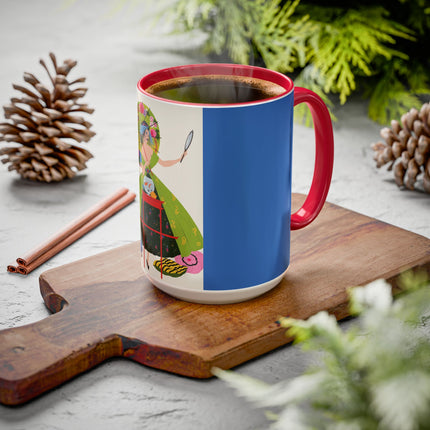 Lady with the Golden Fish Colorful Mugs – Whimsical Fashion & Playful Fantasy