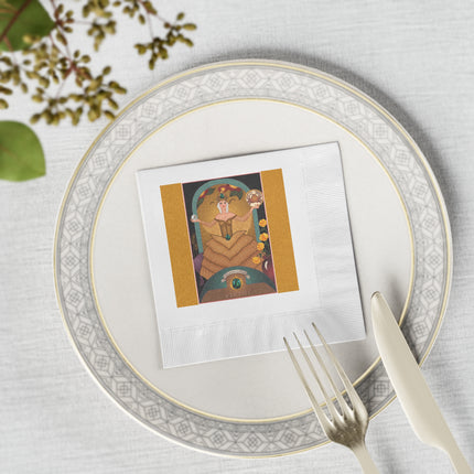 June & Pearl, Alexandrite Zodiac White Coined Napkins
