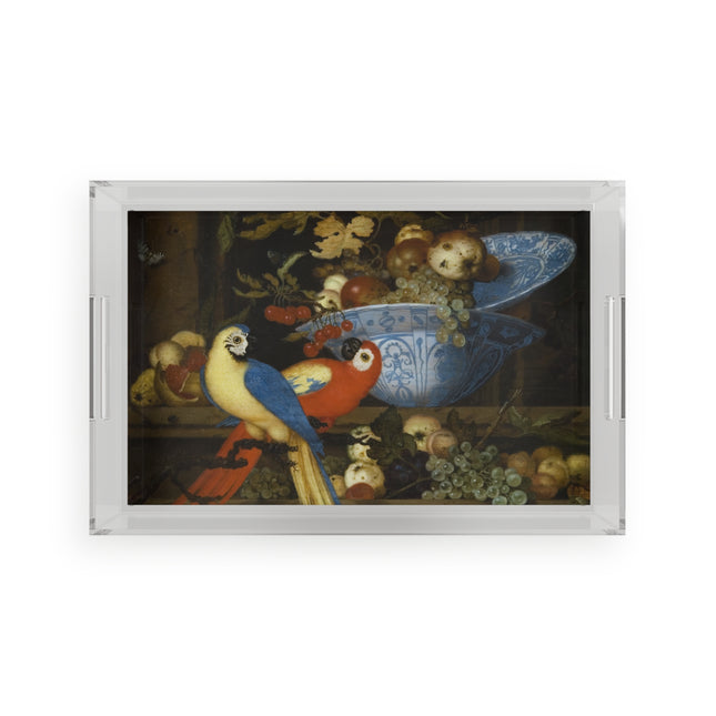 Fruit Still Life With Two Parrots by Balthasar van der Ast Acrylic Serving Tray