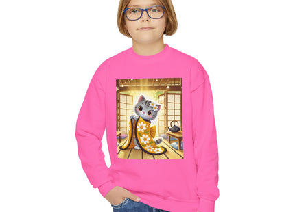 Playful Kitten in the Tea Room Youth Crewneck Sweatshirt