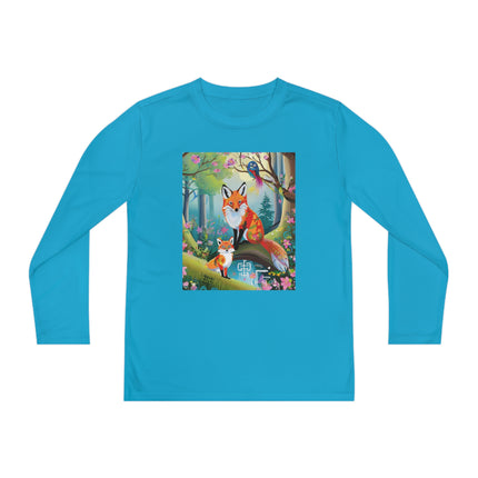 Mischievous Fox Youth Long Sleeve Competitor Tee – Woodland Fun & Storybook Adventure