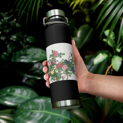 Peonies and Birds by Okamoto Shuki Copper Vacuum Insulated Bottle, 22oz