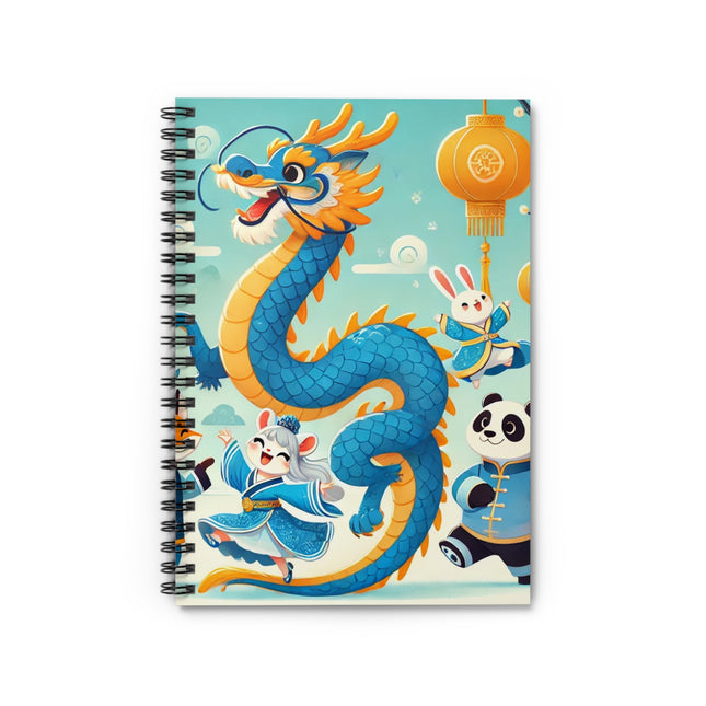 The Blue & Gold Dragon Festival Parade Spiral Notebook – Ruled Line