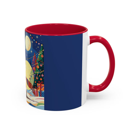 🌙🎿 The Moonlit Christmas Skier Colorful Mug – Whimsical Holiday Fantasy