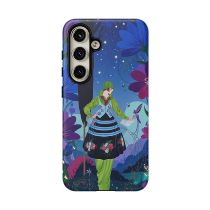 🌸🐦 The Lady Of The Midnight Bird Garden Phone Case – Art Deco Floral Fantasy