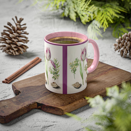 Tulip, Branches of Myrtle and Shells by Maria Sibylla Merian Colorful Mugs, 11oz