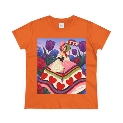 ❤️☂️ The Heart Parasol Promenade Cotton Tee – Art Deco Floral Romance