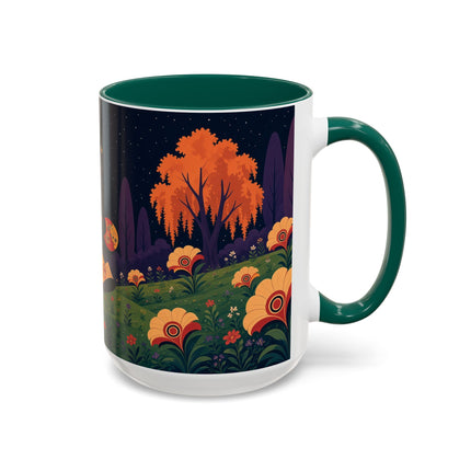 🌙🌼 The Moonlit Floral Dancer Colorful Mug – Art Deco Garden Fantasy