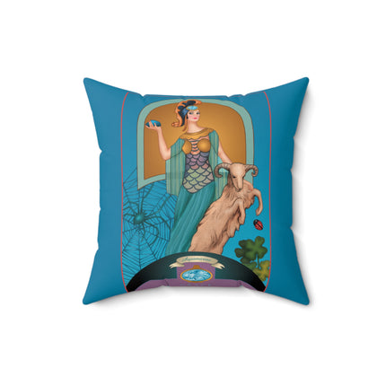 March & Aquamarine (Gem Series) by Sofia Chiostri Spun Polyester Square Pillow