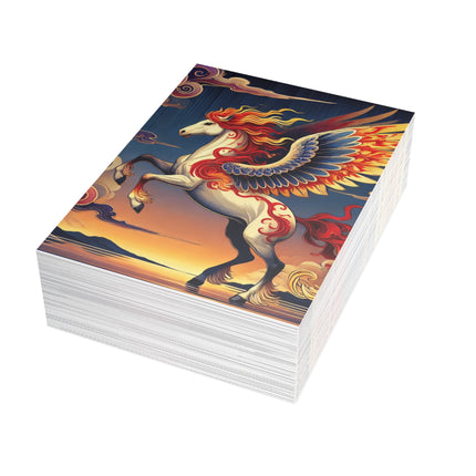 Flame-Winged Horse at Sunset Postcards (envelopes included) - Bundles of 10, 30, 50 Pieces