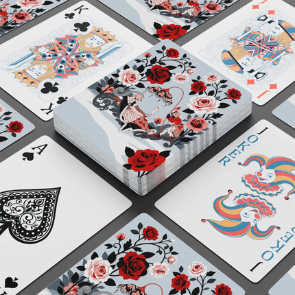 🌹🎭 The Lady Of The Enchanted Rose Garden Playing Cards – Art Deco Floral Fantasy