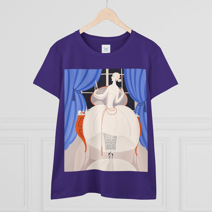 🦢💎 The Ivory Midnight Muse Cotton Tee – Art Deco Fashion Elegance