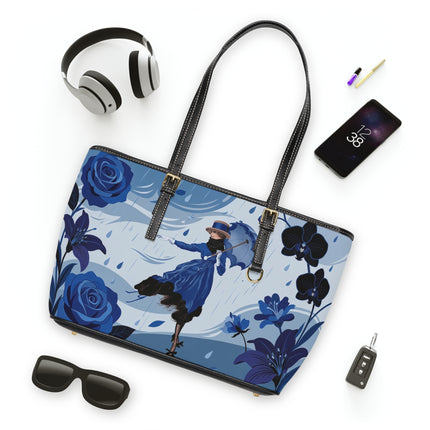 ☔💙 The Blue Rain Promenade Shoulder Bag – Art Deco Floral Fashion