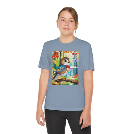 Baby Hawk Plays in Forest Youth Competitor Tee