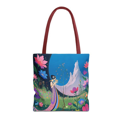 🌸🏔️ The Lady Of The Mountain Garden Tote Bag – Art Deco Floral Fantasy