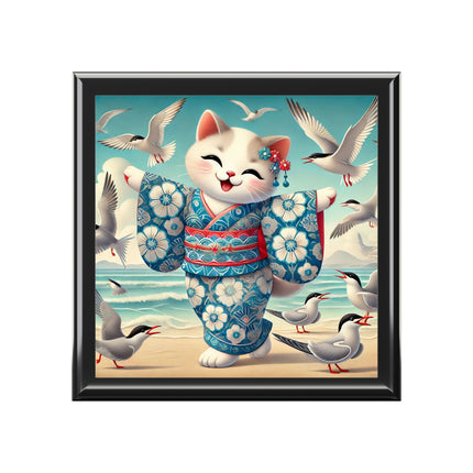 Geisha Kitten by the Seaside Jewelry Box