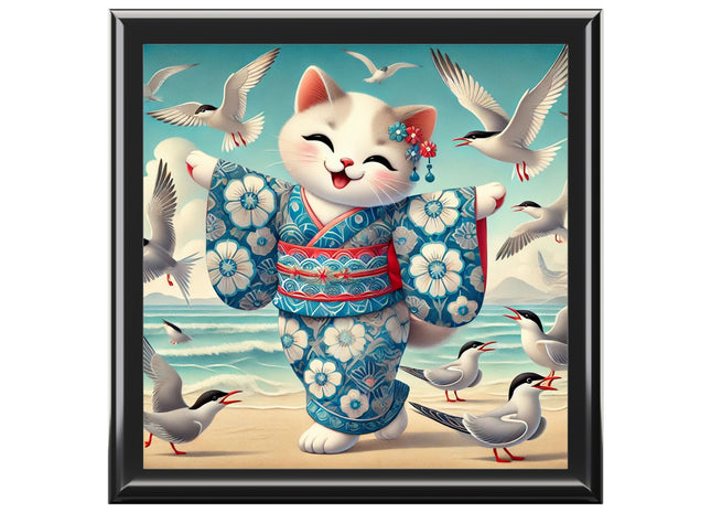 Geisha Kitten by the Seaside Jewelry Box