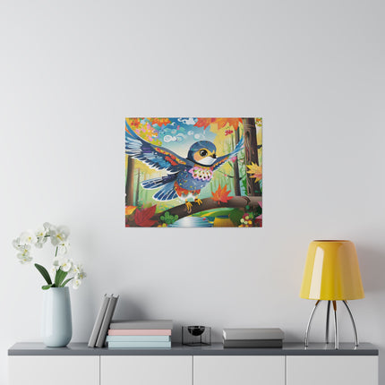 Baby Hawk Plays in Forest Matte Canvas, Stretched, 0.75"