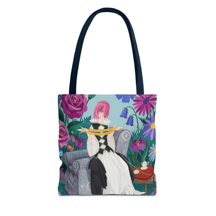 🌹🧶 The Lady Of The Golden Yarn Tote Bag – Art Deco Floral Elegance