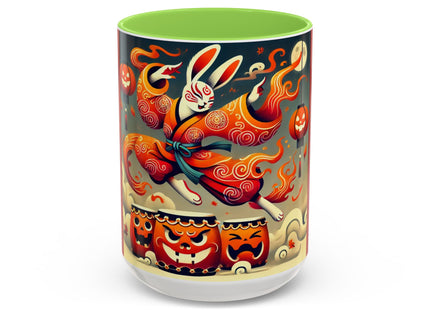 Jack-O’-Lantern Drums & The Kabuki Rabbit Colorful Mugs (11oz, 15oz)