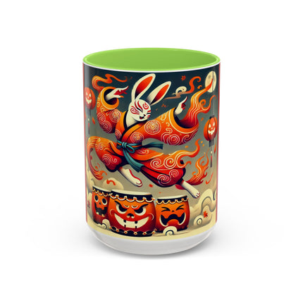 Jack-O’-Lantern Drums & The Kabuki Rabbit Colorful Mugs (11oz, 15oz)