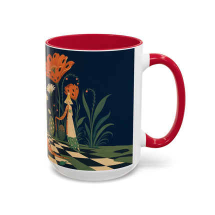 🌼🧡 The Midnight Floral Masquerade Colorful Mug – Art Deco Fashion Fantasy