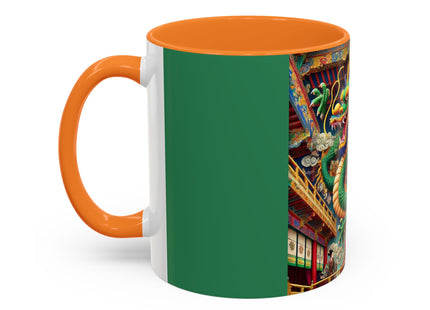 Tibetan Dragon Over Kabuki Duel Colorful Mugs (11oz, 15oz)