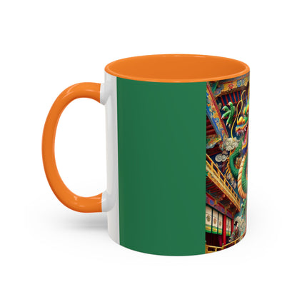 Tibetan Dragon Over Kabuki Duel Colorful Mugs (11oz, 15oz)