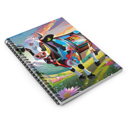 Cyber Glitch Cow Spiral Notebook - Ruled Line