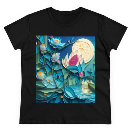 Ethereal Moonlit Lake Women's Midweight Cotton Tee