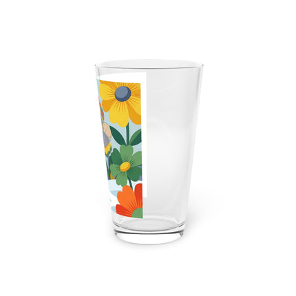 ❄️🌼 The Winter Flower Wanderer Pint Glass – Colorful Art Deco Snow Fantasy