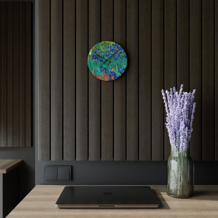 Irises by Vincent Van Gogh Acrylic Wall Clock, Round and Square