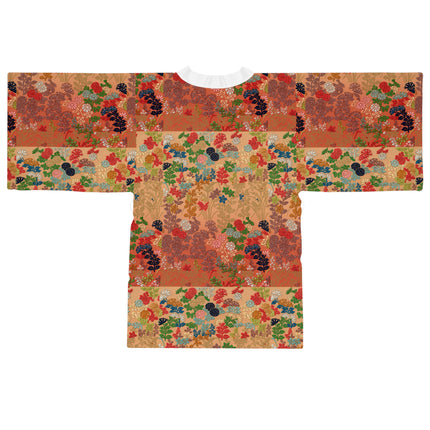 Japanese Fan Flower Pattern by G.A. Audsley Long Sleeve Kimono Robe (AOP)
