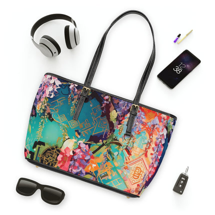 Golden Wisteria Symphony PU Leather Shoulder Bag