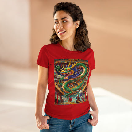 Tibetan Dragon Over Kabuki Duel Cotton Tee