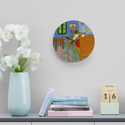 The Bedroom by Vincent van Gogh Acrylic Wall Clock, Round and Square