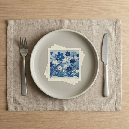 💙❄️ The Winter Blue Blossom Garden Napkins – Elegant Botanical Floral Art
