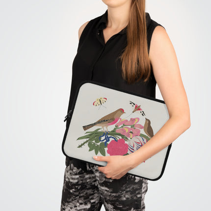 🐦🌸 Pink-Breasted Bird & Wren Laptop Sleeve – Elegant Joy & Springtime Charm