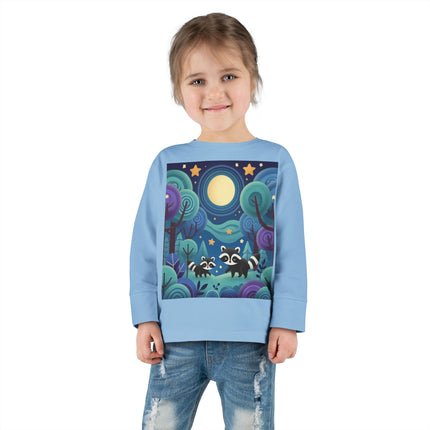 Enchanted Nighttime Raccoons Toddler Long Sleeve Tee
