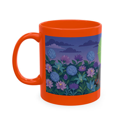 🧶☂️ The Lady Of The Garden Knitting Circle Ceramic Mug – Art Deco Floral Whimsy