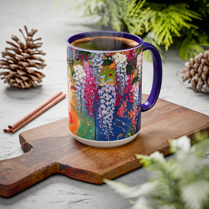 Golden Wisteria Elegance Colorful Mugs (11oz, 15oz)