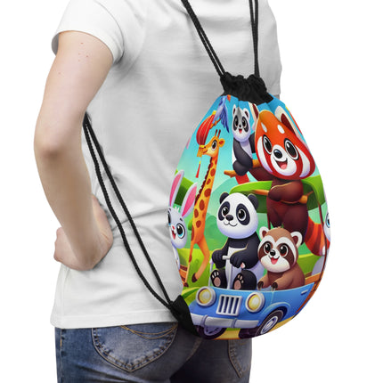 The Safari Friends on the Move Drawstring Bag – Adventure, Friendship & Sunny Fun